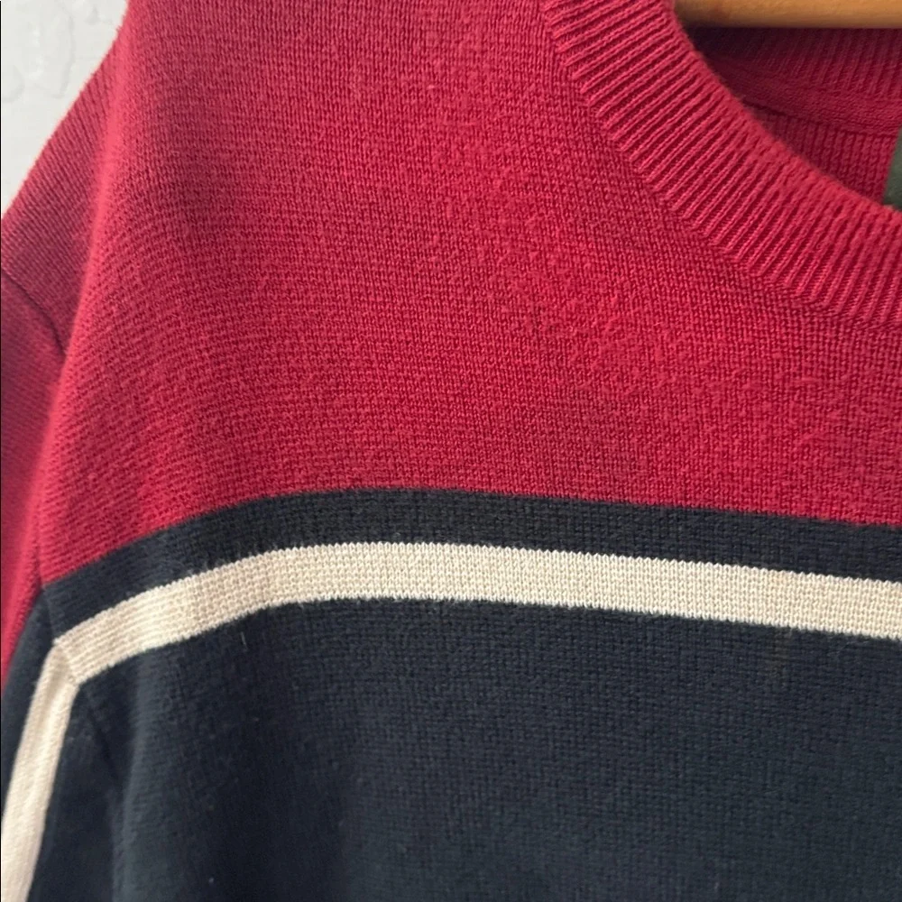 Eddie Bauer Men’s XL TALL Black Red Cream Color Block Dad Sweater 100% Cotton - Picture 3 of 7